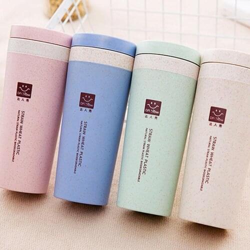 Wheat Straw Water Cup 300ml Double Layer Thermos Bottle Coffee Cup For Office Portable Travel Drinking Cup Mug
