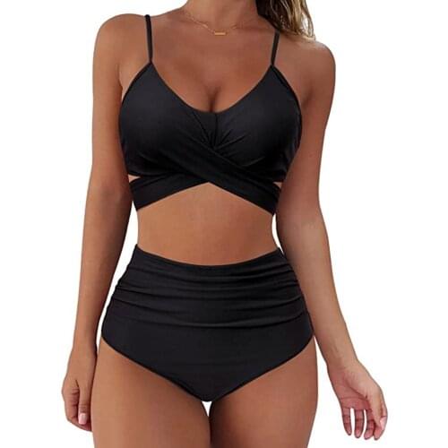 Plus Size 2021 Bathing Suit Sexy Womens Bikini Set High Waisted Tummy Control Two Piece Swimsuit Swimwear Tankini Women Biquini