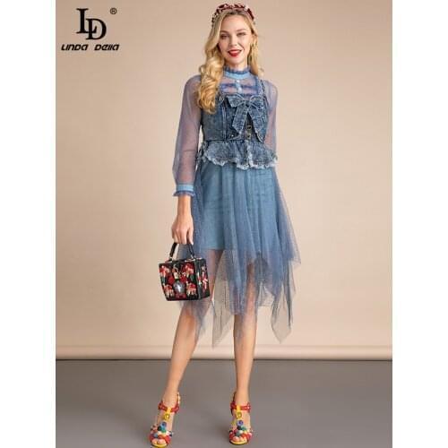 LD LINDA DELLA Fashion Denim Dresses