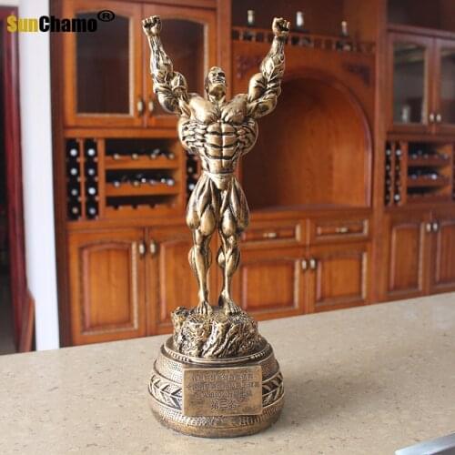 Logo Fitness Muscle Mens Decoration Bodybuilding Sports Competition Trophy Champion Statue Sculpture Gym Decorations Statue