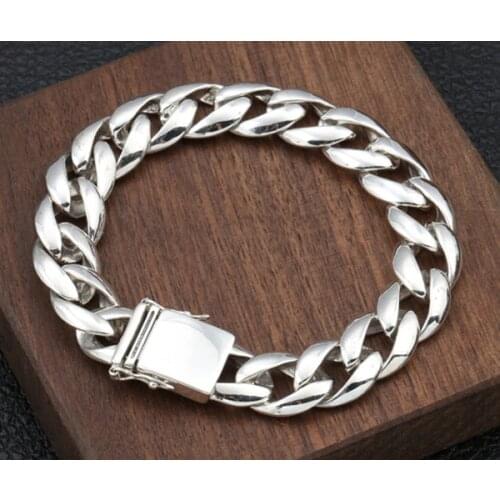Mens Solid 925 Sterling Silver classic Link Bracelet bangle Chain Jewelry A2887
