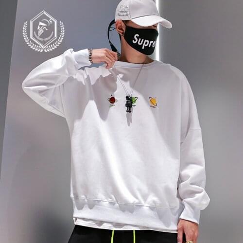 Men Fashion Loose Print Casual Pullover Hip Hop Sweatshirts