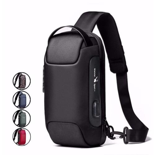 Men Oxford Sling Backpack Rucksack Knapsack Bags with USB Charge Port Anti-theft Travel Male Motorcycle Messenger Chest Pack Bag