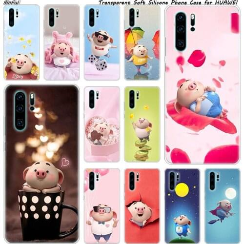 Hot Cute Cartoon Piggy Soft Silicone Phone Case for Huawei P30 P20 Pro P10 P9 P8 Lite 2017 P Smart Z Plus 2019 NOVA 3 3i Fashion