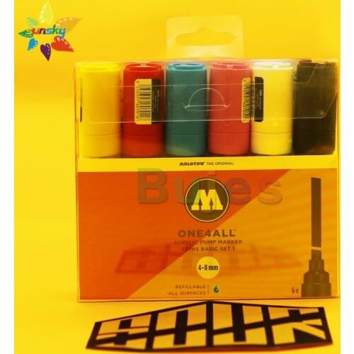 Molotow 327HS 6 color Acrylic marker set 4-8mm hand DIY graffiti picture book illustration special hand drawing art supplies