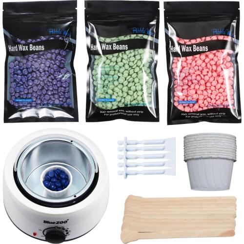 39PCS Hair Removal Kit Includes Wax Warmer 100g Wax Beans Waxing Stick Nose Wax Stick Paper Cup Wax Paper for Men Women EU Plug