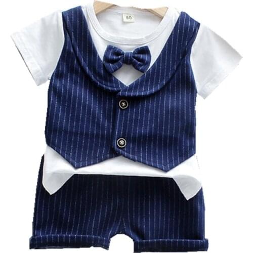 New Summer Baby Boy Clothes Suit Children Cotton Striped T Shirt Shorts 2Pcs/set Toddler Gentleman Costume Infant Kids Tracksuit