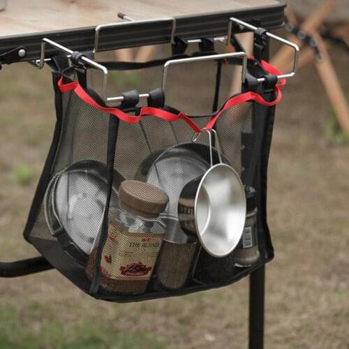 Outdoor Camping Portable Storage Mesh Bag Grid Picnic Table Rack Barbecue Stand Net Bag Outdoor Picnic Camping Accessories