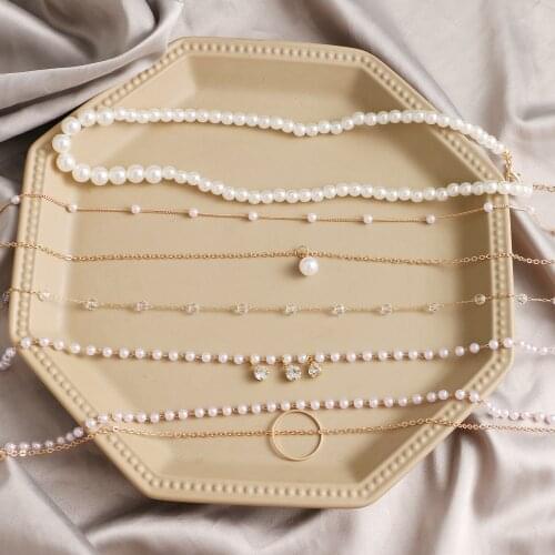 Vienkim 2021 New Fashion Kpop Pearl Choker Necklace Cute Layer Chain Pendant For Women Jewelry Girl Gift Accessories Summer