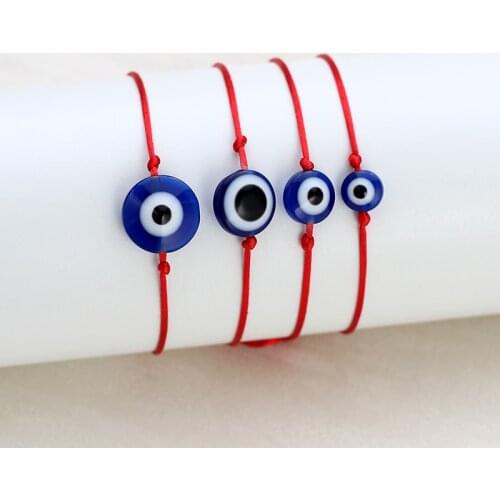 Lucky Red Colors Handmade Braided Rope Turkish 4 Size 8/10/12/14 mm Blue Evil Eye Bracelets For Women Jewelry As Family gift