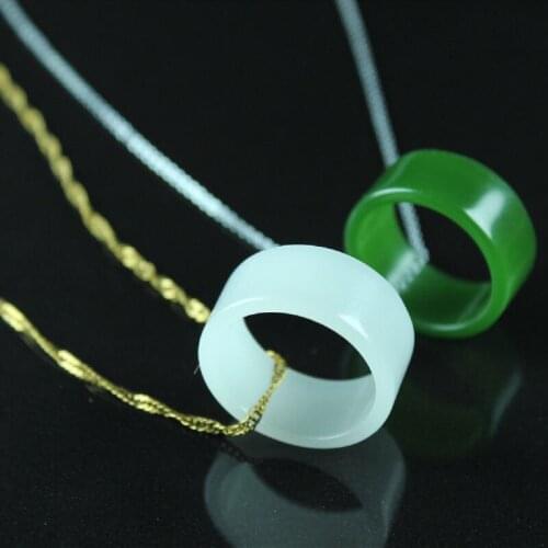 CARVED GREEN JADE ROUND RING PENDANT CHINESE BEADS NECKLACE CHARM JADEITE JEWELLERY FASHION LUCKY MAN WOMAN AMULET GIFTS