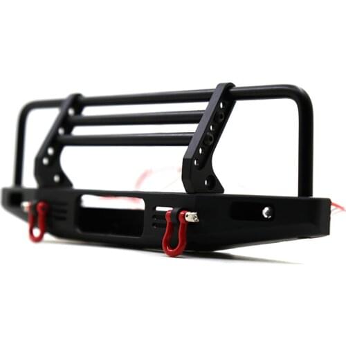 RS-RC Adjustable Metal Front Bumper With LED light for 1/10 RC Crawler Traxxas TRX4 Defender Axial SCX10 SCX10 II 90046 90047