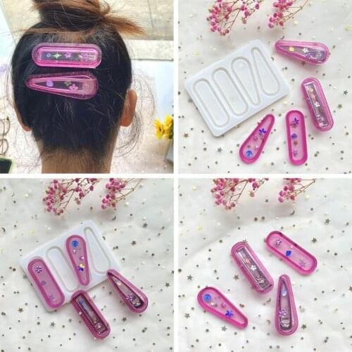 Quicksand Hairpin Epoxy Resin Mold Hair Clip Barrette Silicone Mould DIY Crafts Jewelry Casting Tools