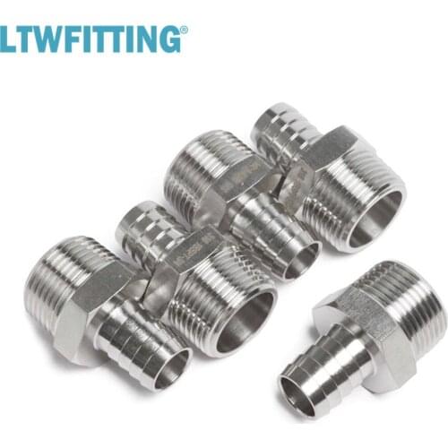 LTWFITTING Stainless Steel 316 Barbed Fitting Connector 1-Inch Male BSPT x 3/4-Inch(19mm) Hose Barb Fuel Gas