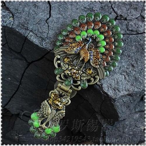 European retro foldable Peacock decoration with mirror frame vanity mirror pocket mirror makeup mirrors for girl gift J041