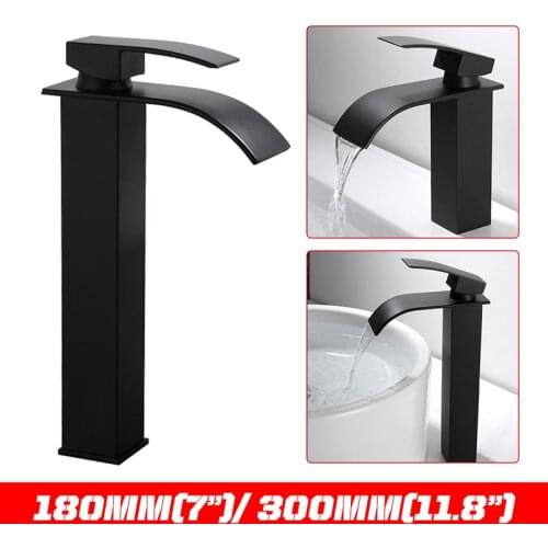 Bathroom Waterfall Basin Sink Faucet Black Faucets Bath Faucet Hot&Cold Water Mixer Vanity Tap Deck Mounted Washbasin Tap