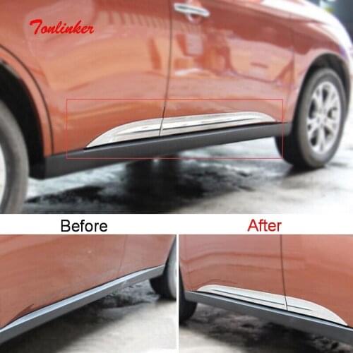 Tonlinker Exterior Car Door edge Cover Case stickers for Mitsubishi Outlander 2013-16 Car Styling 4 Pcs ABS Chrome Cover sticker