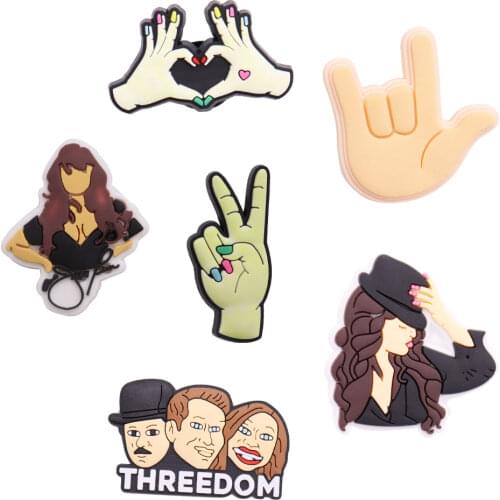 Good Quality 1pcs Heart Gesture PVC Shoes Accessories Garden Shoe Decorations For Backpack Croc Jibz Charm Party Presents