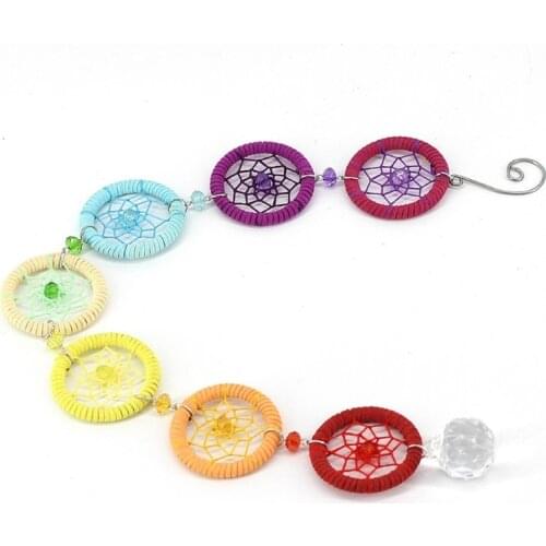 Chakra Dream Catcher with 40mm Crystal Chandelier Ball Prisms Suncatcher Handmade Rainbow Fengshui Wall Car Pendant