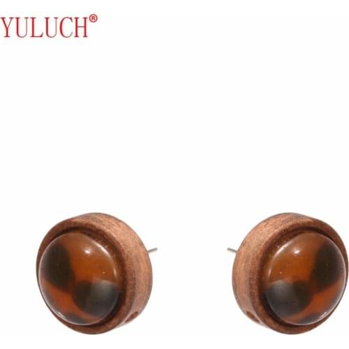 YULUCH Retro Fashion Style 3 Acrylic Inlaid Wooden Woman Ear Studs Party Jewelry Gifts 2018 HOT