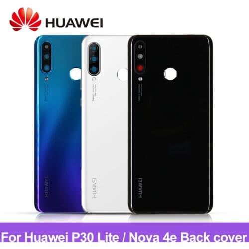 Original For Huawei P30 Lite Battery Cover + Camera Glass Lens 24MP / 48MP For Huawei nova 4e Back Door Replacement Repair Parts