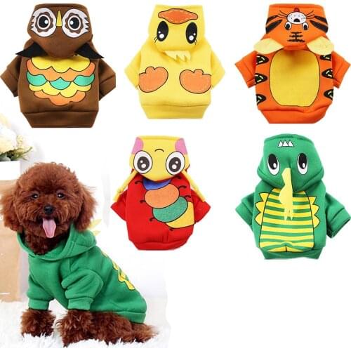 Winter Cute Pet Dog Cat Costumes Cartoon Animal Duck Owl Tiger Dinosaur Cosplay Clothes 3D Pet Puppy Kitten Fleece Hoodies