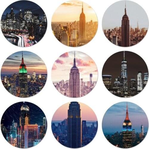 New York City Icons Pins Badge Decoration Brooches Metal Badges For Backpack Decoration 58mm