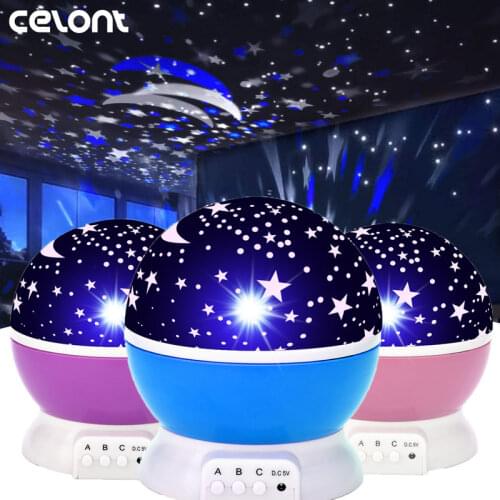 Star Sky Projector Moon Galaxy Night Light For Children Kids Bedroom Decor Projector Rotating Nursery Night Light LED Baby Lamp