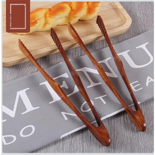 1 pc Kitchen CookingTools Wood Food Tongs Barbecue Steak Tongs Bread Dessert Pastry Clip Clamp Buffet