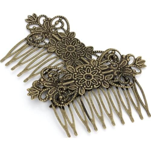 10pcs 10 Teeth Antique Bronze Color Metal Hair Combs Wedding Tiara Women Hairpins Bridal Diy Hair Jewelry Accessories
