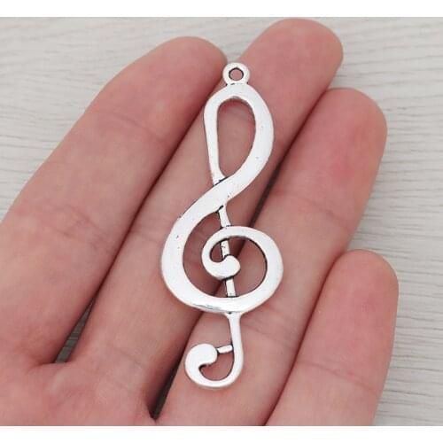 10 x Large Treble Clef Music Note Charms Pendants for Necklaces Jewelry Making Findings 60x21mm