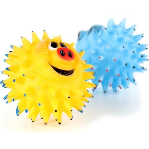 2 Piece Natural Rubber Pet Dog Toys Squeak Ball Hedgehog Style 9cm Teeth Cleaning Bite Resistant Toy For Dogs Puppy Interactive