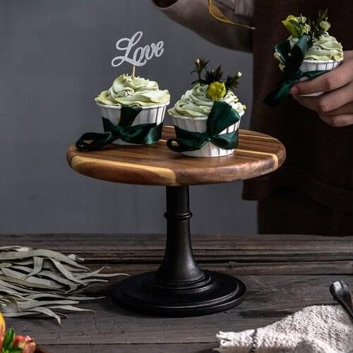 21-29cm Cake Plate Stand Wooden Plate High Base Cupcake Dish Party Filming Props Dessert Dish Wedding Tray Decoration Display