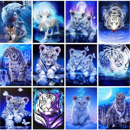 New 5D DIY Full Square/Round Diamond Painting Tiger Animal Series Mosaic Embroidery High Quality Handmade Gifts