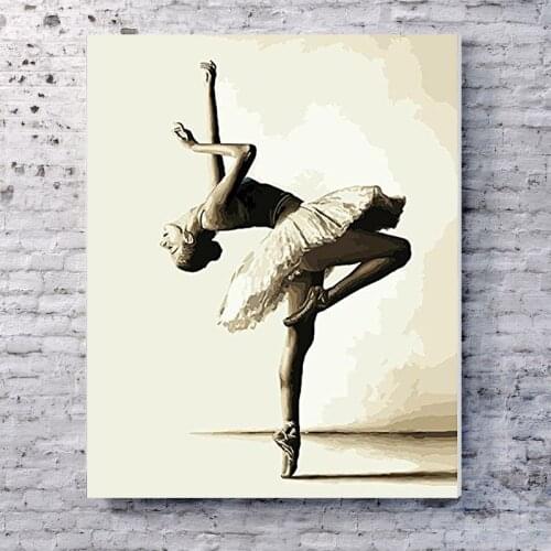 Ballet dancer ballet one foot balance rotation dance posture decorative painting abstract own painting DIY home decor painting