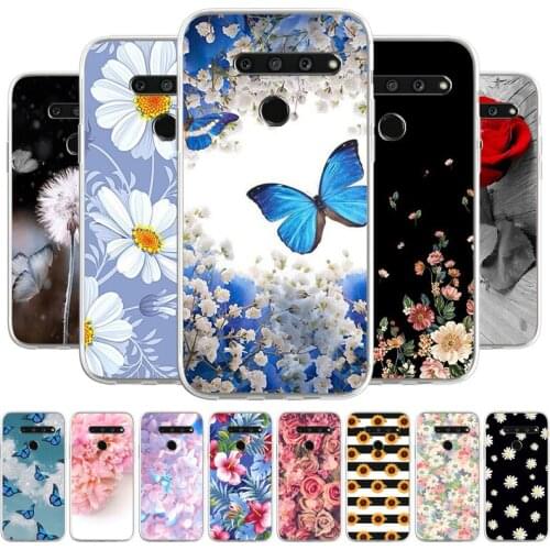 For LG K22 K20 K30 2019 V20 V40 V50 ThinQ V60 Protective Soft TPU Silicone Mobile Phone Case Summer Flower Cover Shell