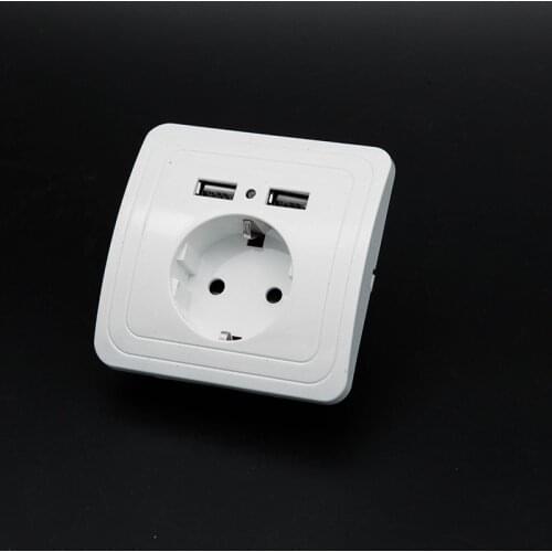 Dual USB Port 5V 2A Electric Wall Charger Adapter EU Plug Socket Switch Power Dock Station Charging Outlet Panel 2017 New