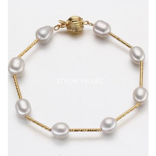 HOT Really Natural Pearl Jewelry 8-9mm Natural Pearl Bracelet Fashion Jewelry bracelets for women bracelet homme Free shipping