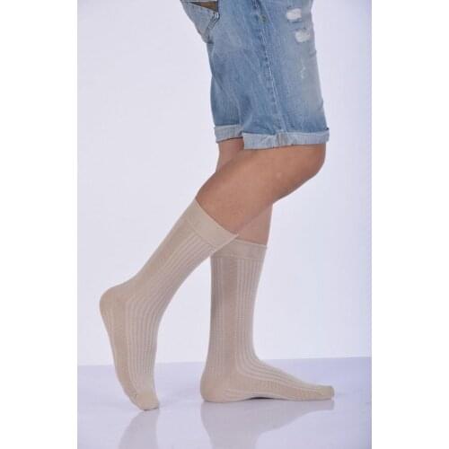 Idilfashion Male Pattern Bamboo Socket Stocking-Beige-E-ART217 (3'LÜ PACKAGE)