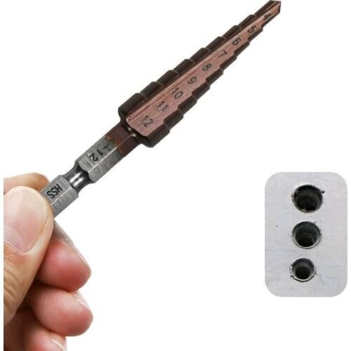 1pcs M35 Cobalt Metal Step Stepped Wood Drill Bit Multi-function Tapered Pagoda Hole Saw Milling Cutter 4-12mm HSS Shank Center