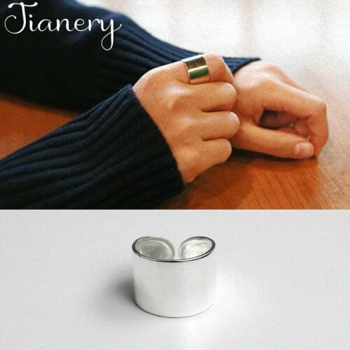 JIANERY Simple Silver Color Smooth Rings For Women Finger Ring 2019 Female Bohemian Jewelry Gifts