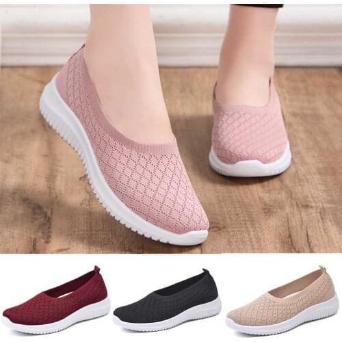Sneakers Women Flat Platform Vulcanized Shoes Breathable Mesh Women Shoe Soft-Soled Comfortable Flying Woven Casual Ladies Shoes