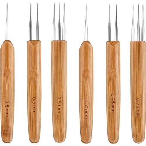 Dreadlocks Crochet Hook for Hair 3pcs/Set (1 Hook, 2 Hooks, 3 Hooks) Dreadlock Hooks with Wooden Handle Crochet Needles