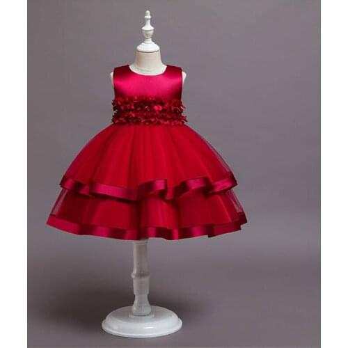 Summer 2021 Girls Layered Dress for 2 - 4Years Princess Net Gauze Sleeveless Fluffy Costumes Dress Wedding/birthday Party Gown