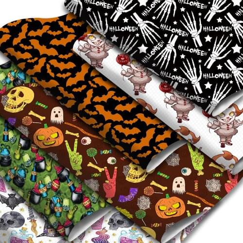 Cartoon Characters Faux Leather Sheets Bat Skull Bone Printed Synthetic Leather Fabric 20x33cm for DIY Halloween Earrings Decor