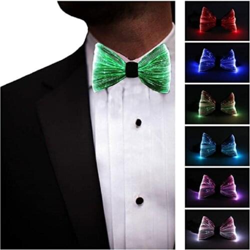 Music Festival Led Light Up Tie Glow In The Dark Rechargeable Luminous Club Party Disco Wedding Bow Tie
