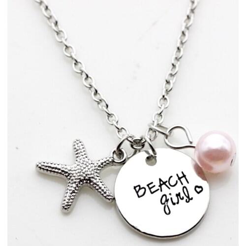 Personlity Fashion jewelry Beach girl heart sea star pearl dendant necklace for Women N280