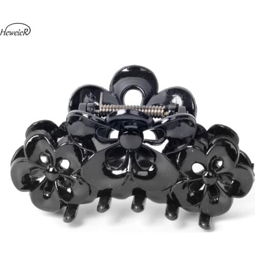 Fashion Women Ladies Accessories Black Plastic Flowers Hair Crab Clamp Grasp Claws Clip Headwear Hairpins Headdress Hairpiece