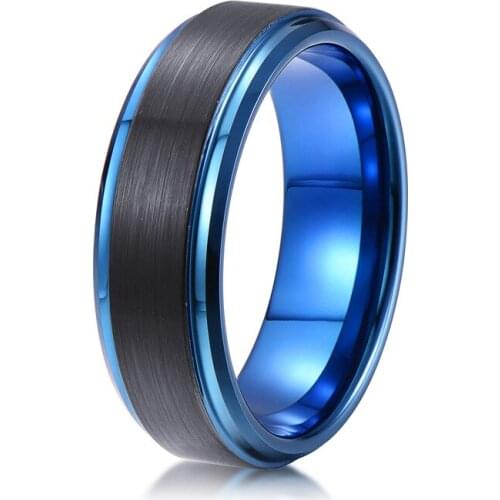 8mm blue stainless steel jewelry mens ring two-color vacuum plating fashion creative jewelry accessories