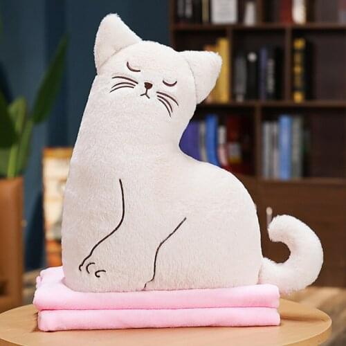 Soft cute cat fluffy figure doll blanket cute doll pillow sofa cushion office doll gift